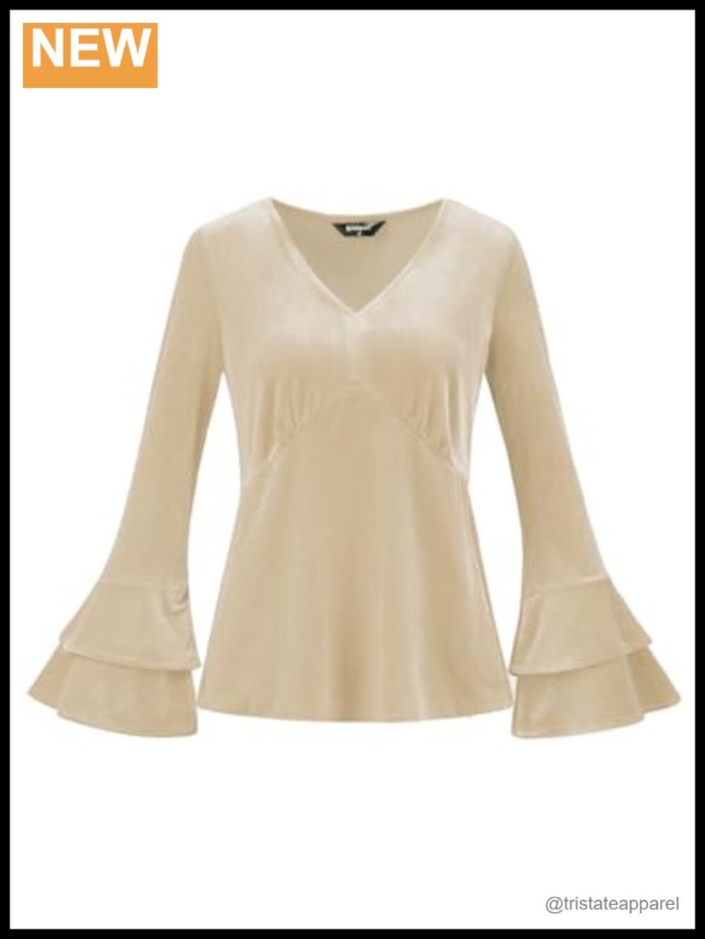 Velvet V Neck Peplum Top Flare Long Sleeve Party Blouse